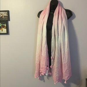 Talbots Pink Ombré Tassel Linen Cotton Blend Scarf or Coverup